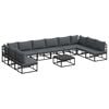 vidaXL Set Divano da Giardino 11 pz Nero Alluminio