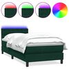 vidaXL Letto a Molle con Materasso e LED Verde Scuro 100x220 cm Velluto