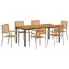 vidaXL Set da Pranzo per Giardino 7 pcs Beige e Marrone polyrattan