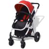 vidaXL Passeggino 3 in 1 in Alluminio Rosso e Nero