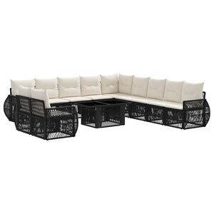 vidaXL Set Divano da Giardino 12 pz Nero e Bianco Crema polyrattan