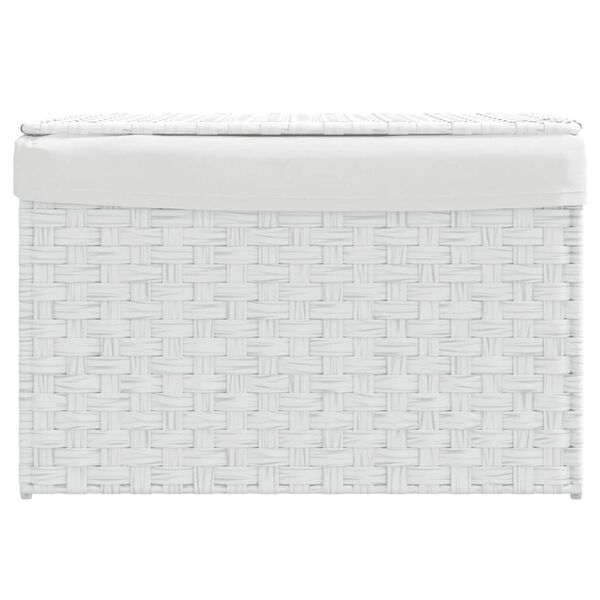 vidaXL Cesto Portabiancheria Coperchio Bianco 55,5x35x34 cm Polyrattan