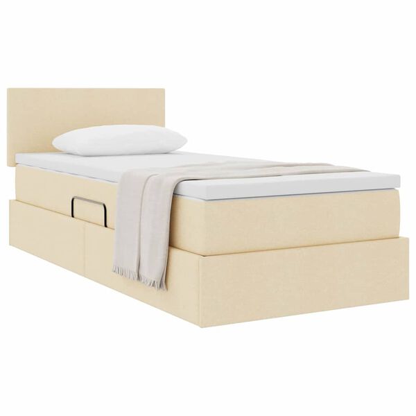 vidaXL Letto con contenitore e materasso Crema 100 x 200 cm