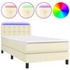 vidaXL Giroletto a Molle con Materasso e LED Crema 100x200 cm