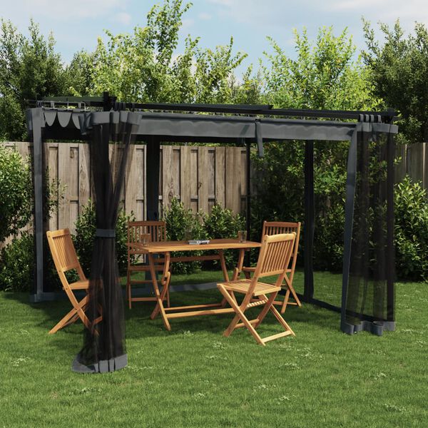 vidaXL Gazebo con Pareti in Rete Antracite 3x3 m in Acciaio