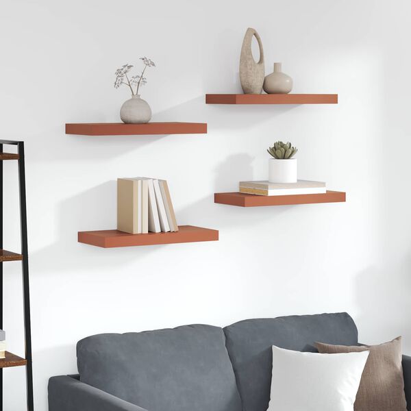 vidaXL Scaffale da parete 4 pcs Rosso 50 x 23 x 4 cm Legno multistrato