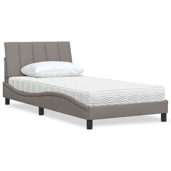 vidaXL Letto con Materasso Hanko Tortora 100x200 cm in Tessuto