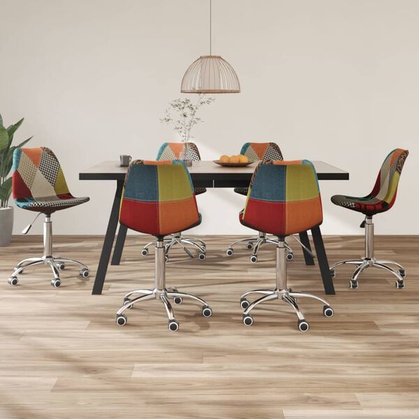 vidaXL Sedie da Pranzo Girevoli 6 pz in Tessuto Patchwork
