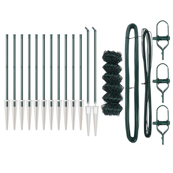 vidaXL Recinzione a maglie con posti Verde 0.8 x 25 m Acciaio