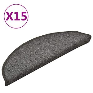 vidaXL Tappetini per scale 15 pz 56x17x3 cm Grigio e Nero Semicircolari