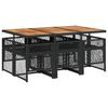 vidaXL Set da Pranzo da Giardino 7 pz Nero con Cuscini in Polyrattan