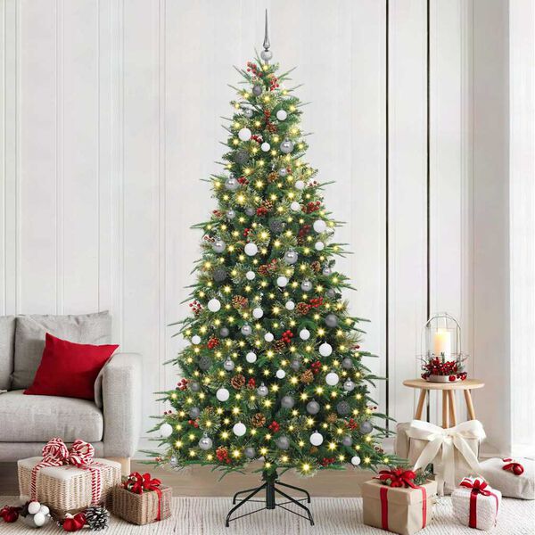 vidaXL Albero di Natale Artificiale con Rami Pieghevoli Verde 240 cm
