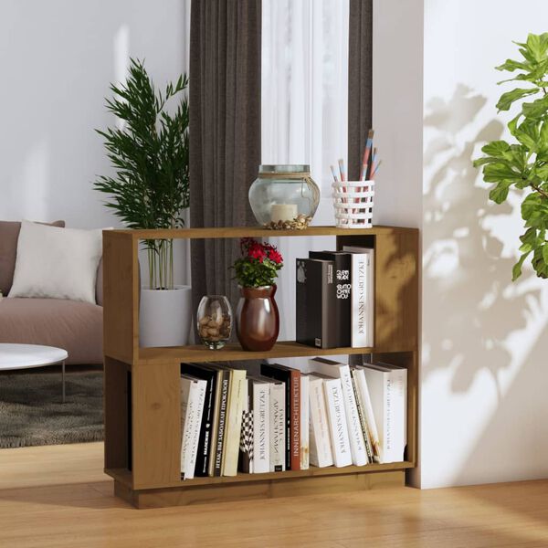 vidaXL Libreria/Divisorio Ambrato 80x25x70 cm Legno Massello di Pino