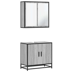 vidaXL Set Mobili da Bagno 2 pz Grigio Sonoma in Legno Multistrato