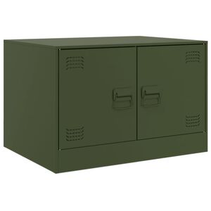 vidaXL Tavolino da Salotto Verde Oliva 67x50x44 cm in Acciaio