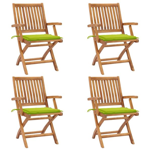 vidaXL Sedie da Giardino Pieghevoli con Cuscini 4 pz Massello di Teak