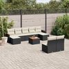 vidaXL Set Divani da Giardino 10pz con Cuscini in Polyrattan Nero