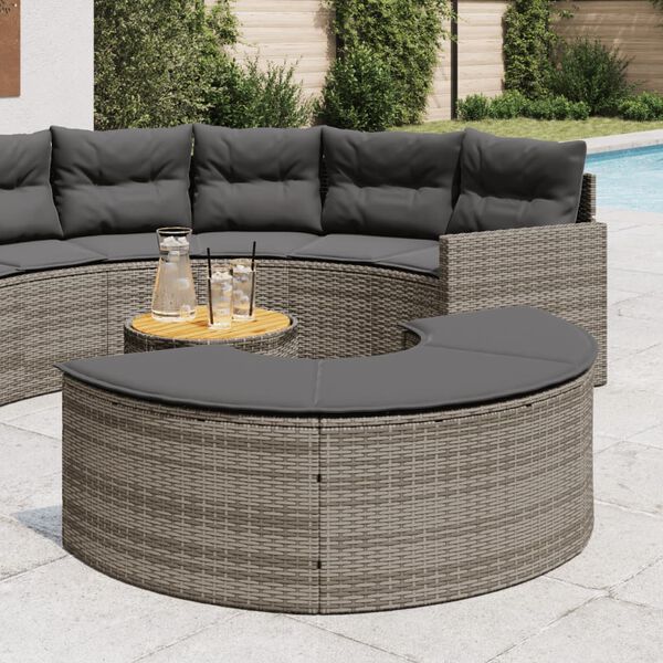 vidaXL Poggiapiedi da Giardino con Cuscino in Polyrattan Grigio