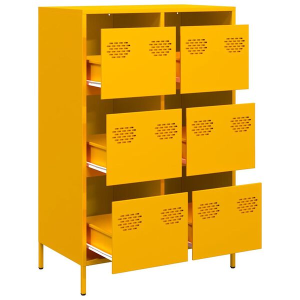 vidaXL Credenza Giallo Senape 68x39x101,5 cm in Acciaio