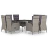 vidaXL Set da Pranzo per Giardino 9 pz in Polyrattan e Vetro Grigio