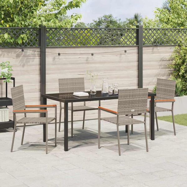 vidaXL Set da Pranzo per Giardino con cuscino 5 pcs Grigio polyrattan