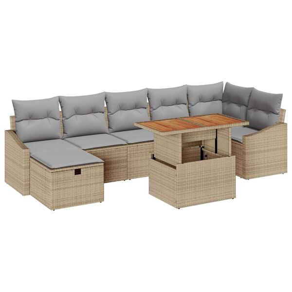 vidaXL Set Divano da Giardino 8 pcs Beige polyrattan
