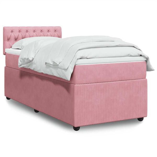 vidaXL Giroletto a Molle con Materasso Rosa 90x190 cm in Velluto