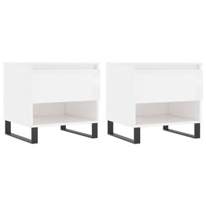 vidaXL Tavolini Salotto 2pz Bianco Lucido 50x46x50cm Legno Multistrato