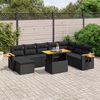 vidaXL Set Divani da Giardino 9 pz con Cuscini Nero Polyrattan Acacia