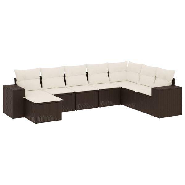 vidaXL Set Divani da Giardino 8 pz con Cuscini Marrone in Polyrattan