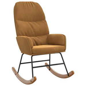 vidaXL Sedia a Dondolo Marrone in Velluto