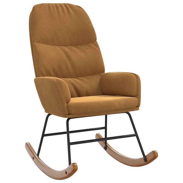 vidaXL Sedia a Dondolo Marrone in Velluto