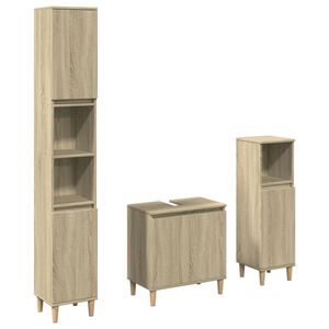 vidaXL Set Mobili da Bagno 3 pz Rovere Sonoma in Legno Multistrato