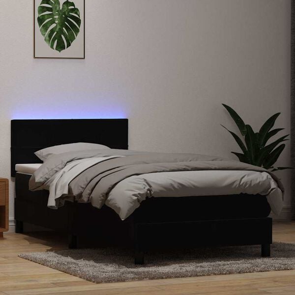 vidaXL Letto a Molle con Materasso e LED Nero 80x210 cm Velluto