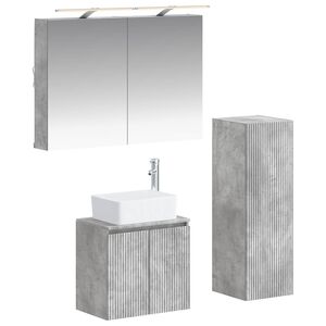 vidaXL Set di mobili per il bagno 4 pz Grigio Cemento