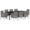 vidaXL Set da Pranzo per Giardino 9 pz Grigio polyrattan