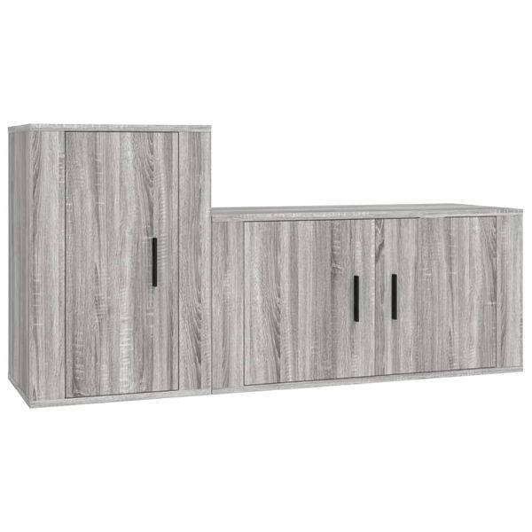 vidaXL Set Mobili Porta TV 2 pz Grigio Sonoma in Legno Multistrato