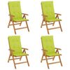 vidaXL Sedie da Giardino Reclinabili con Cuscini 4 pz in Legno di Teak