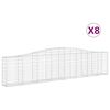 vidaXL Cesti Gabbioni ad Arco 8 pz 400x30x80/100 cm Ferro Zincato