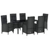 vidaXL Set da Pranzo per Giardino 7 pz Nero polyrattan