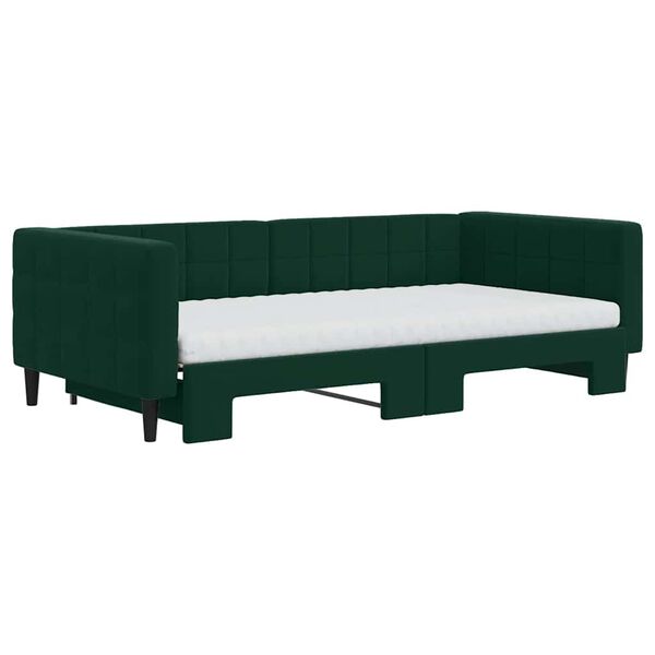vidaXL Divano Letto Estraibile Materassi Verde Scuro 100x200 Velluto