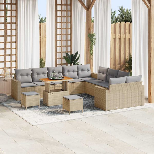 vidaXL Set Divano da Giardino 17 pcs Beige e Grigio Chiaro polyrattan
