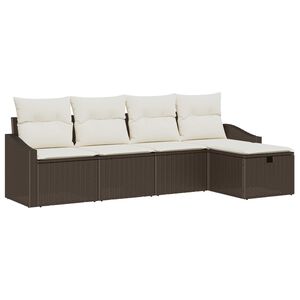 vidaXL Set di divani con cuscino 5 pcs Marrone polyrattan
