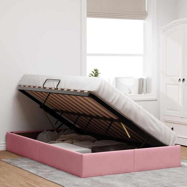 vidaXL Letto con Contenitore Rosa 120 x 200 cm Velluto
