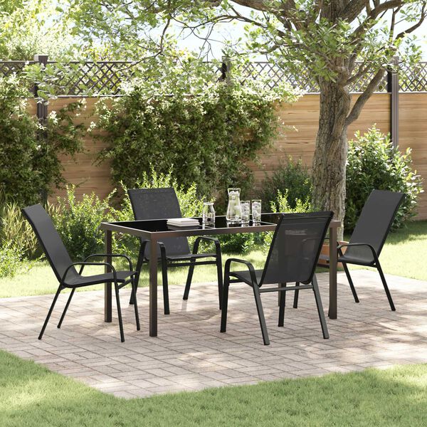 vidaXL Set da Pranzo per Giardino 5 pcs Nero