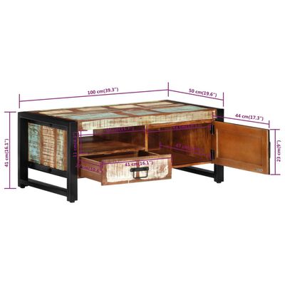 vidaXL Tavolino da Salotto 100x50x41 cm in Legno Massello di Recupero
