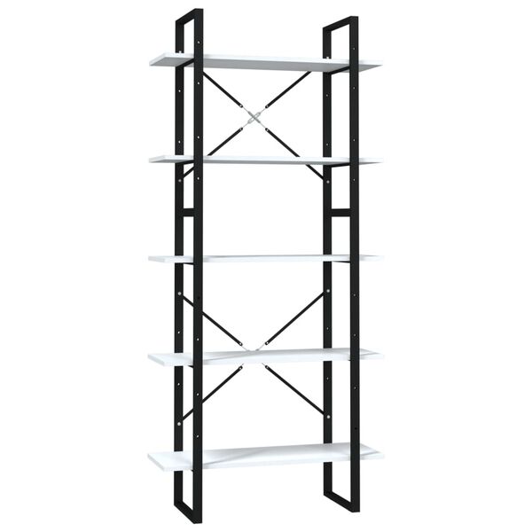 vidaXL Libreria a 5 Ripiani Bianca 80x30x175 cm in Legno Multistrato