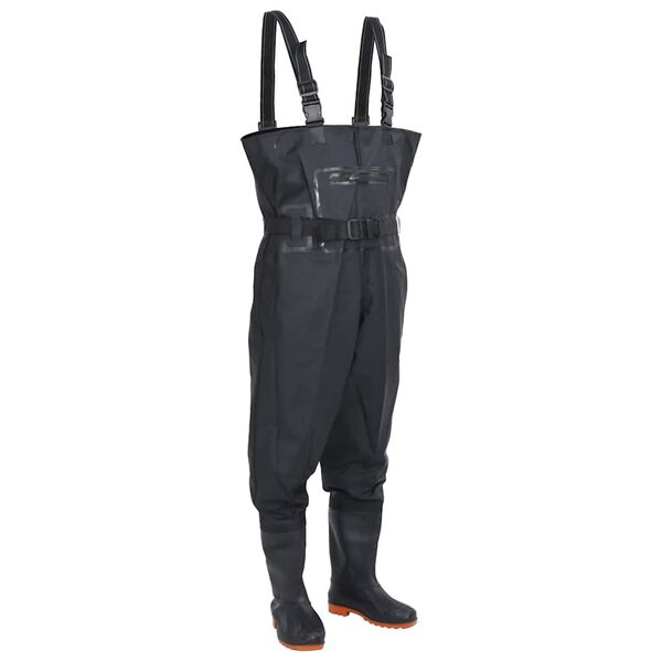 vidaXL Wader con Stivali e Cintura Nero Taglia 46