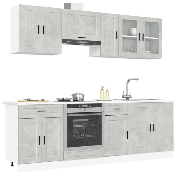 vidaXL Set Mobili da Cucina 8 pz Porto Grigio Cemento in Truciolato