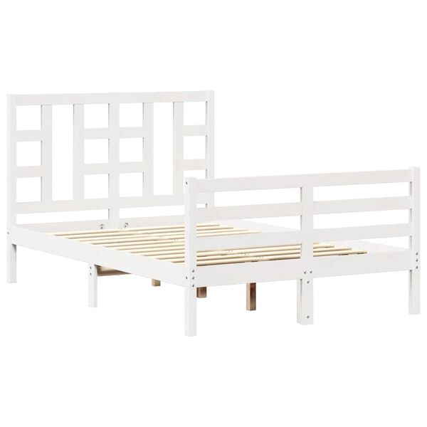 vidaXL Giroletto con Testiera Bianco Small Double Legno Massello